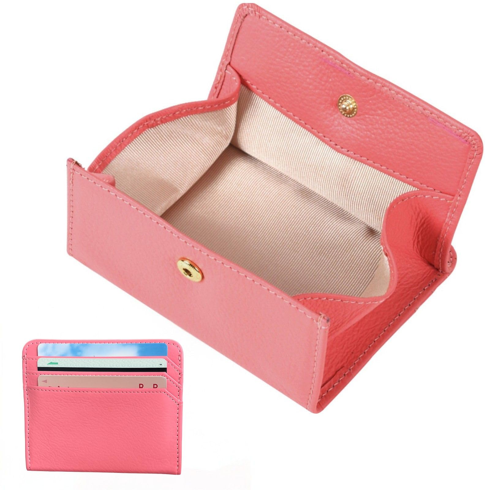 

[Під наглядом W, сомельє зі шкіри та координатора кольору] Жіночий гаманець для монет із слотами для карток [Безготівковий гаманець-монетниця для жінок з трьома