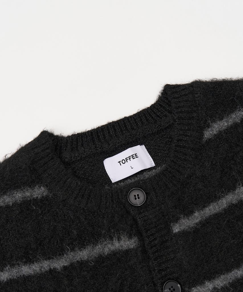 Toffee Brushed Stripe Round Cardigan (Black)