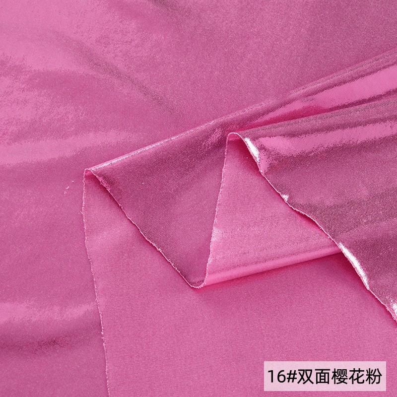 Double-sided Gold-stamped Fake Leather Fabric Iridescent Shiny Stretch Bronzing Fabric Laser Fabric for Dress,Costume,Backdrop