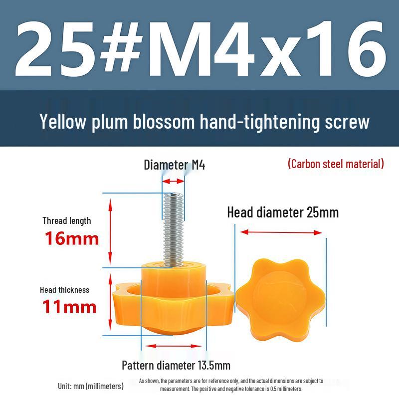 32-Head Rubber Six-Star Plum Blossom Handle Knob M5/M6/M8 Plastic Thumb Screw
