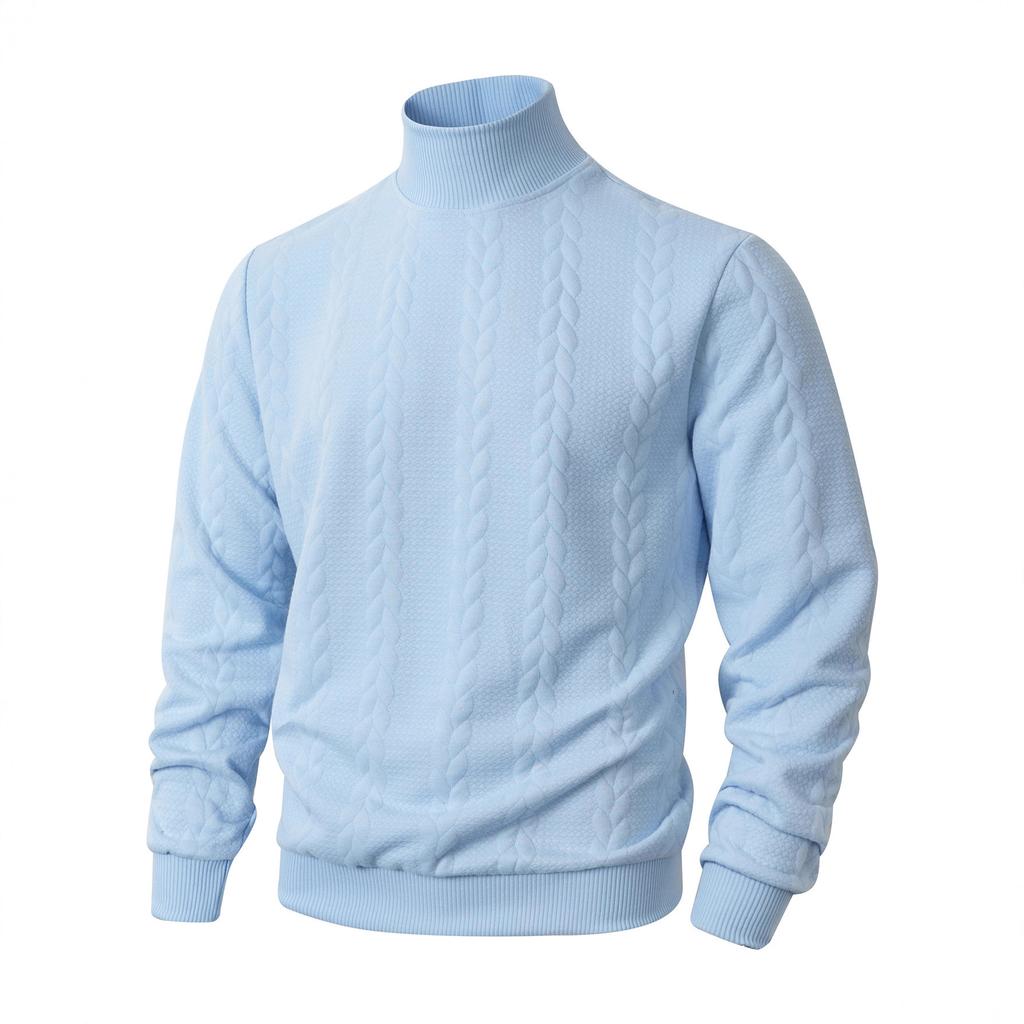 Knitwear Daily Outdoor Casual Solid Color Fashion Jacquard High-Neck Warm Sweater for Men