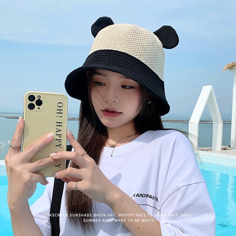 

Hat summer new cute bucket hat washbasin hat plain face cover spring and summer sun protection hat M（56-58cm）