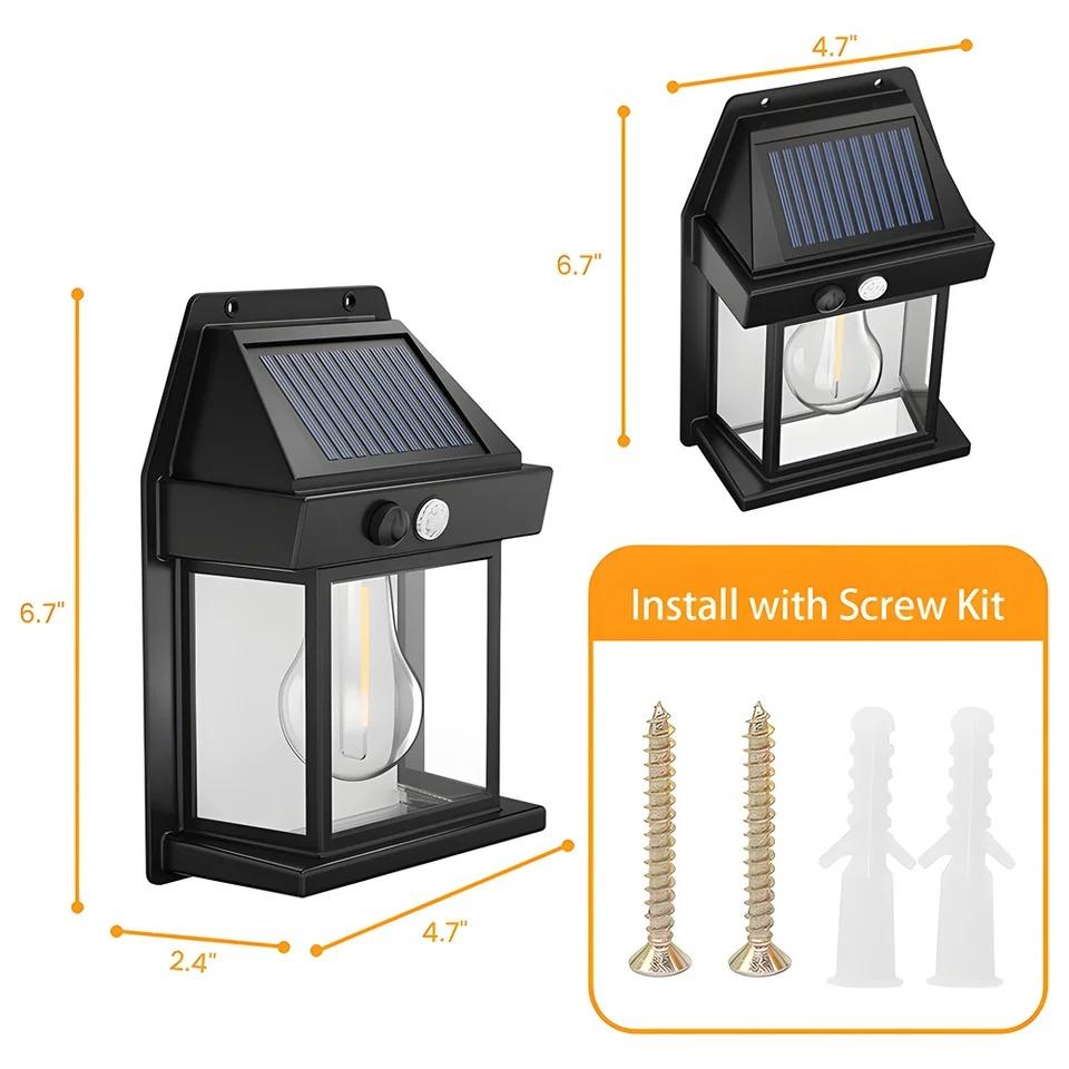 LED Solar Wall Lamp Household Garden Tungsten Lamp Outdoor Waterproof Wall Light with Motion Sensor Villa Lighting Night Light