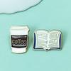 Insignă Metalică Creativă Pin de Rever: Design cu carte și ceașcă de cafea pentru accesorii de modă, rucsacuri și decorațiuni vestimentare