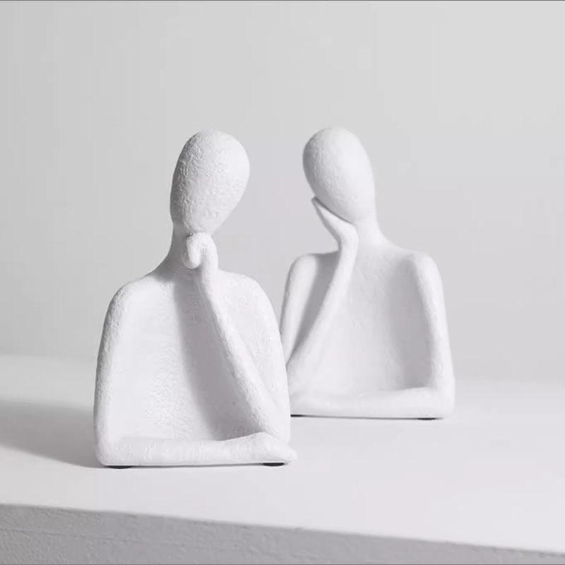 European Style Ceramic Figure Sculpture Handicraft Black and White Human Body Ornaments Abstract Art Living Room Office Ornament