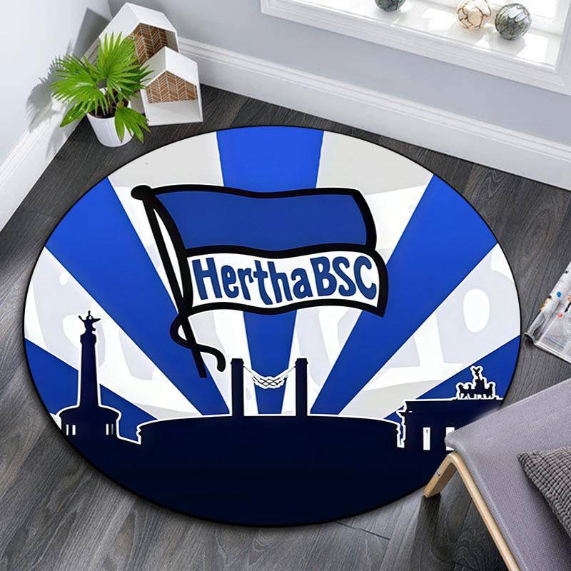 Hertha BSC Berlin Printed Round Rug, Non Slip Washable Circular Carpet For Living Room Bedroom Playroom, Sports Fan Decor, Holiday Birthday Gift