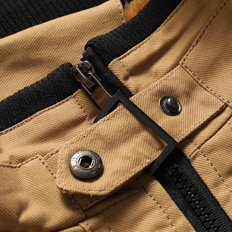 Autumn And Winter Men's Stand Collar Plush Thickened Wash Coat Large Jacket