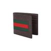 Gucci Signature Striped Web Short Fold Leather Wallet Men Wallets Dark-Brown 408827-CWCLN-2065