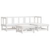 5 Piece Garden Lounge Set White Solid Pine Wood