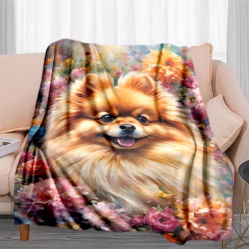 

1PC Dog cute printed blanket, all season lightweight home office outdoor nap multifunctional blanket A15 80cm x 120cm