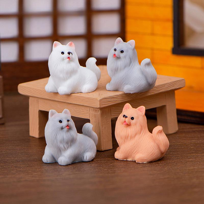 

4Pcs/set Cartoon Pet Dog Miniatures Resin Animal Ornaments Fairy Garden Decoration Micro Landscape