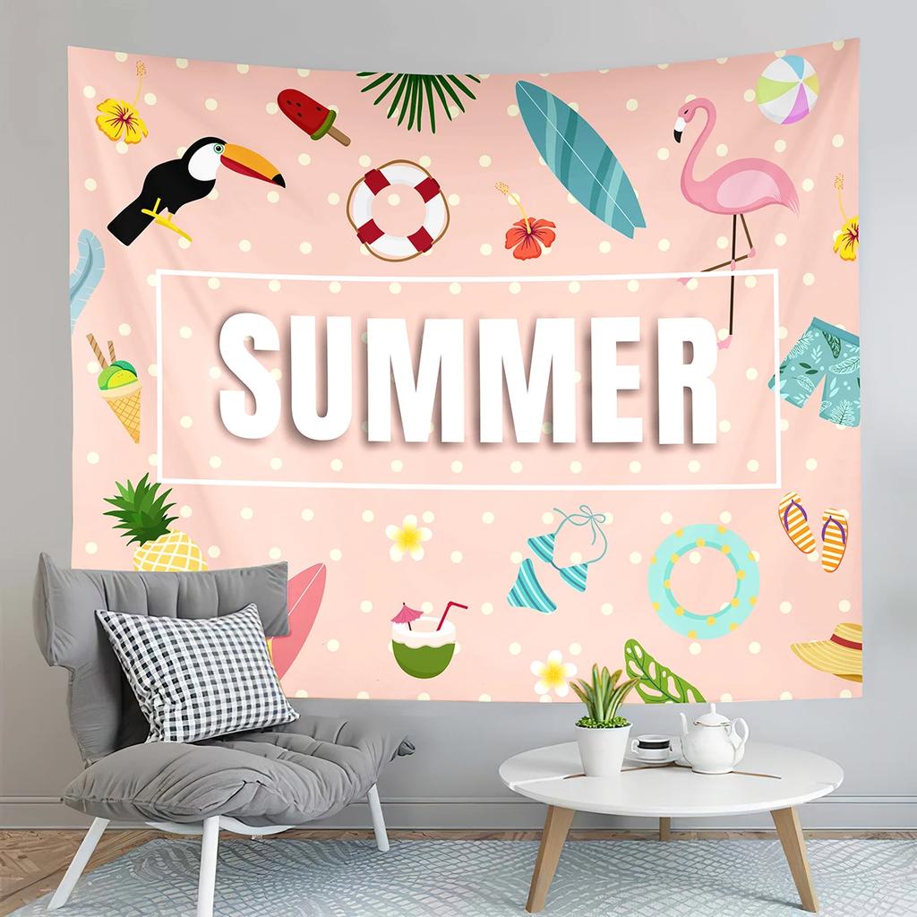Summer Theme Tapestry Swimming Ring Tapestry Surfboard Ice Cream Tapestry Home Living Room Dorm Bedroom Decoration Tapestries