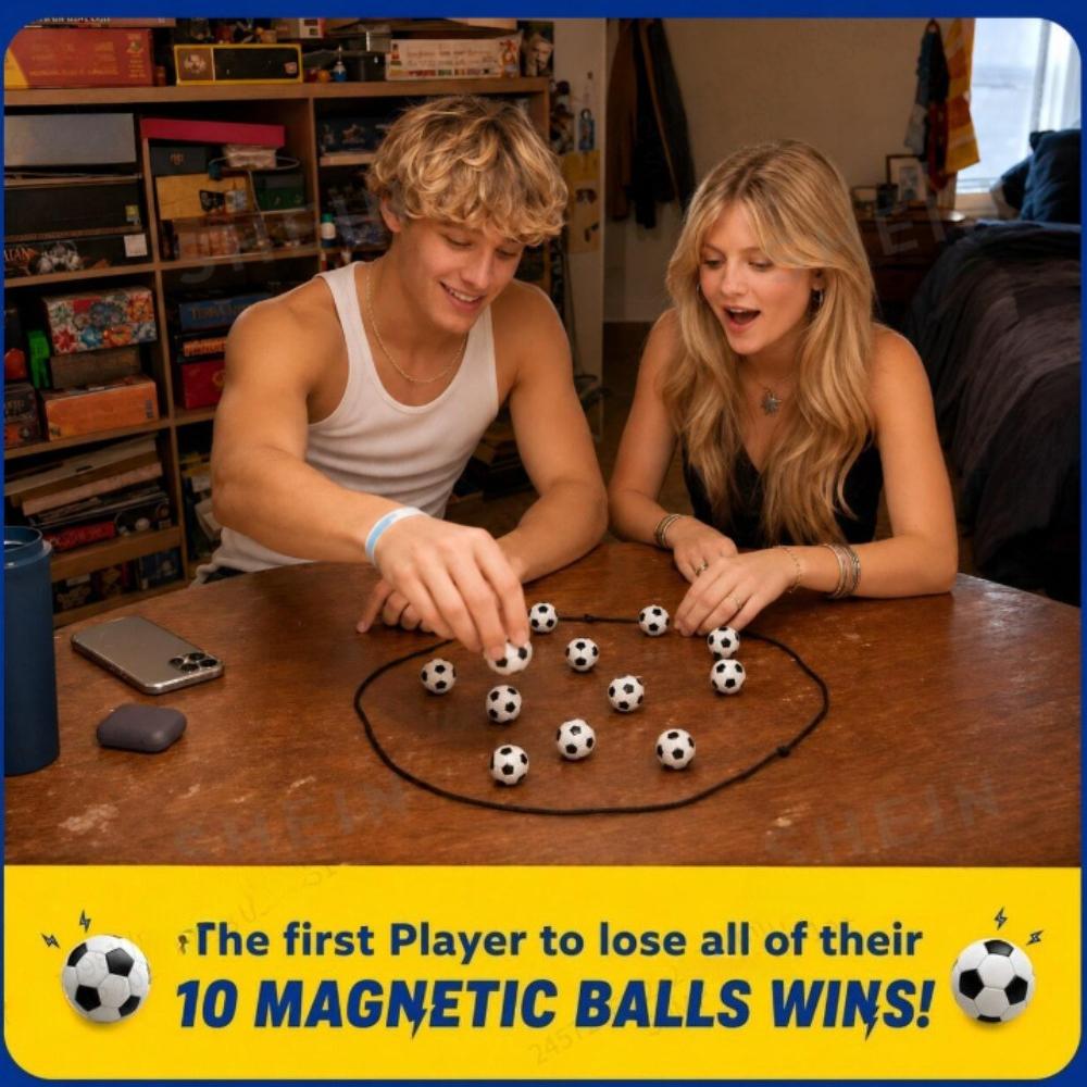Soccer Magnetic Game with String & 20 Football-Shaped Stones – Fun Puzzle Strategy Games for Family Game Night, Party, Travel & Camping