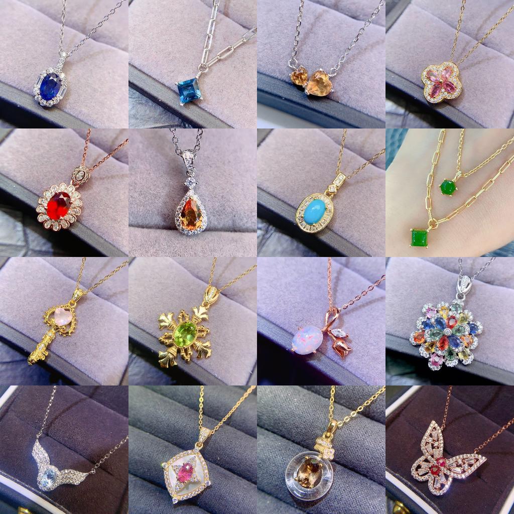 925 Sterling Silver Gold Plated Natural Fanta  Oval Cut Garnet Fashion Fine Pendant Charms for Women