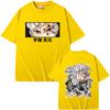 Anime Demon Slayer Uzui Tengen Double Sided Graphic Tshirt Men Women Casual Oversized Crewneck T-shirt Male Vintage Streetwear