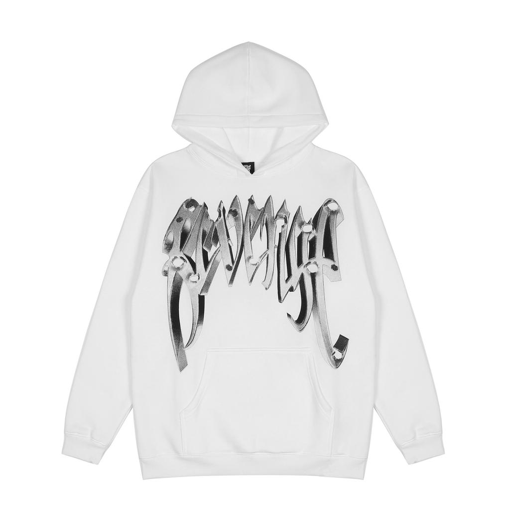 Wholesale 2021 European and American Trendy Brand REVENGE Skull Print Loose Fleece Hooded Sweater Hoodie Men's and Women's Models