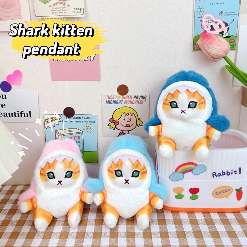 Niedliche Hai Katze Plüschtier Cartoon Kätzchen Anhänger Weiche Stoffpuppe Schlüsselanhänger Auto Schlüsselring Rucksack Taschen Dekoration Freund Geschenk