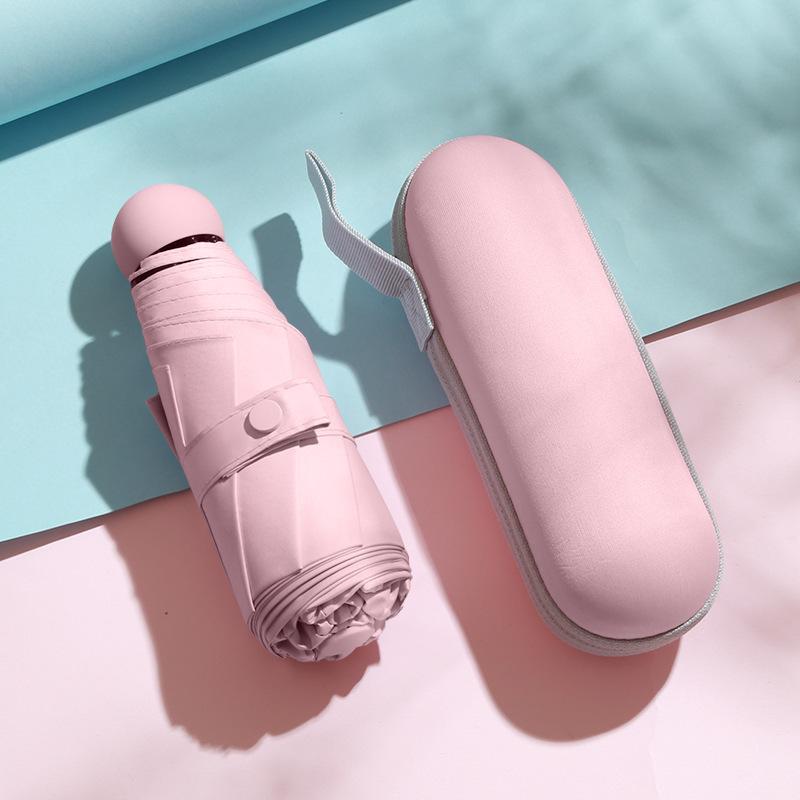 Mini Foldable umbrella UV protection Mini Sun Umbrella dual use portable box to store sunshade umbrella Mini umbrella zwq