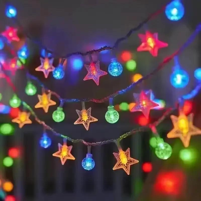 Multicolor LED Star Ball String Lights Battery Powered Waterproof Fairy Lamps Outdoor for Garden Tree Party Wedding Decoration