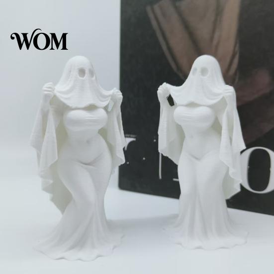 Themed Window Display Decoration 3D Printed Halloween Ghost Bride Statue Ornament, Female Figure Sculpture with Anti-fall Decor Stable Base,