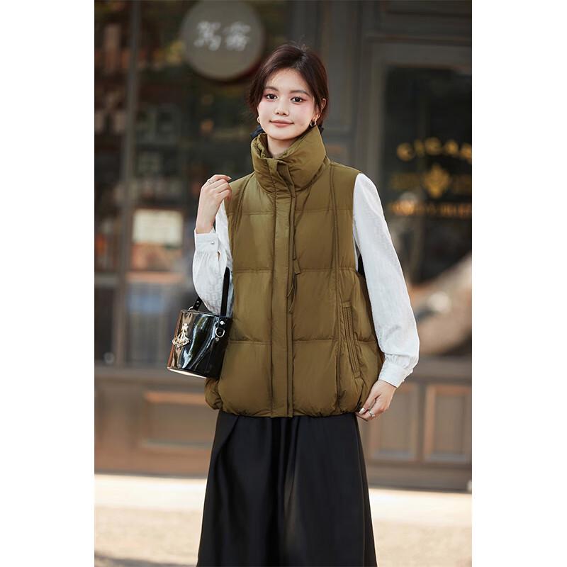 Fengxun Women's Stylish Winter Stand-Collar Down Vest