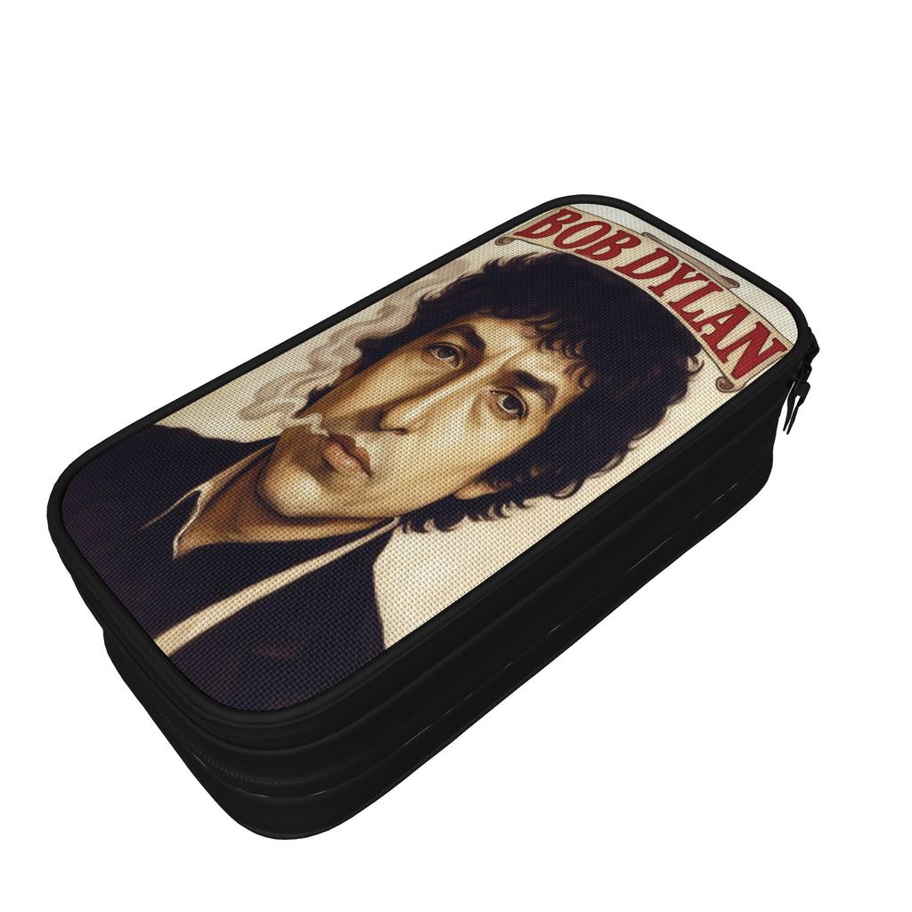 Large Capacity Pencil Pouch Bob Dylan Singer Office  Double Layer Pencil Case Stationery Girl Makeup Bags Amazing Gift