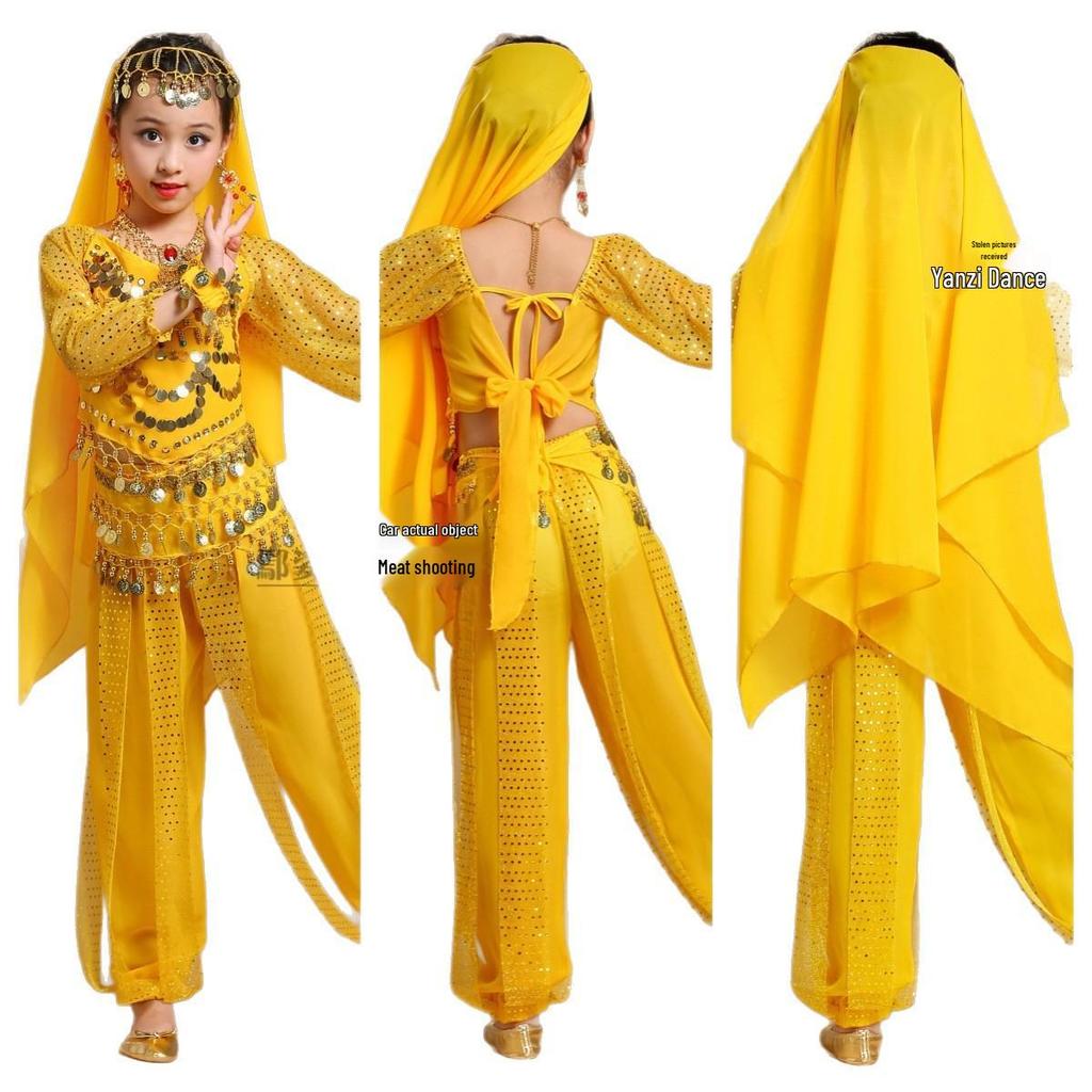 Children's Xinjiang Ethnic Dance Costume for Girls - Toddler Belly Dance Performance Outfit