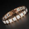 12mm Punk Rose Gold Color Stainless Steel Magnetic Health Chain Bracelet Men Women Hiphop Black White Ceramic Bangle  Jewelry