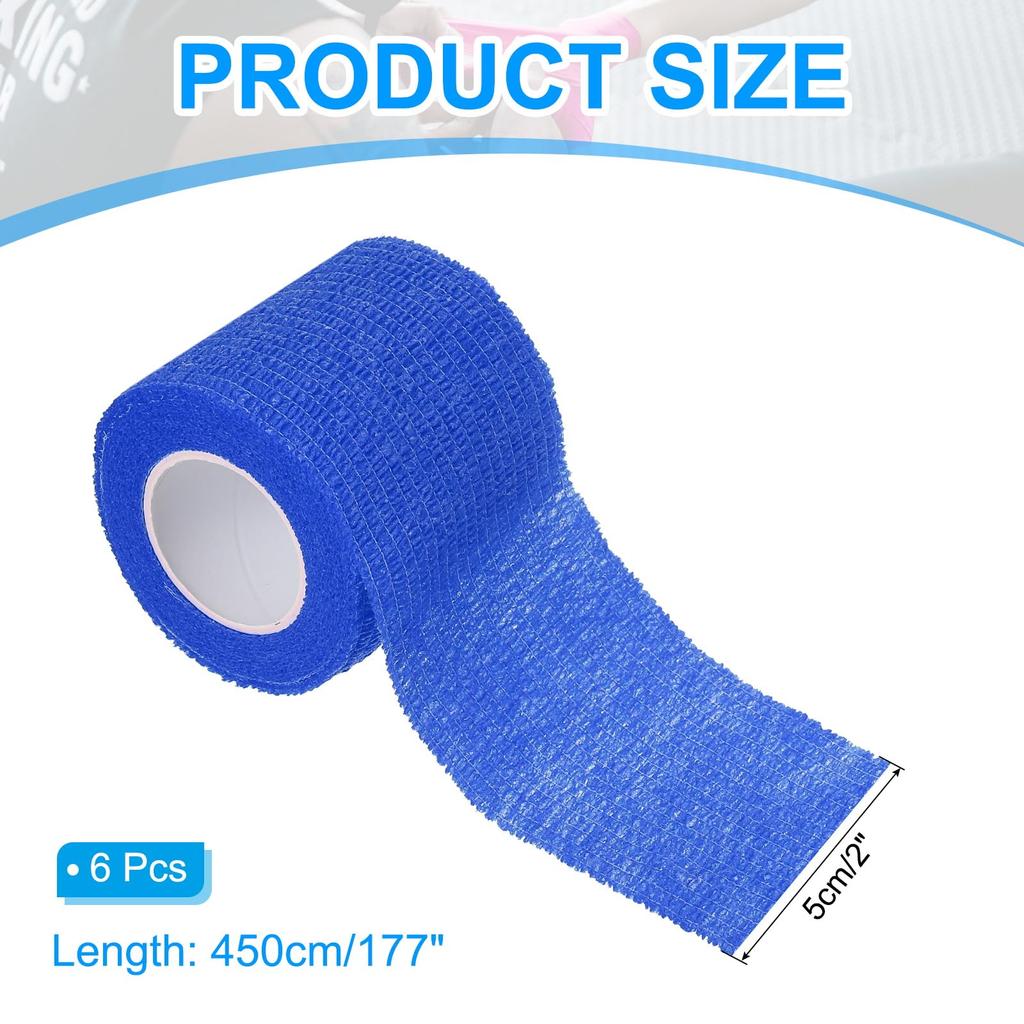 PATIKIL X Elastic Bandage Stretchable for Athletic Sports Wrist Ankle Blue 2" 177" Self-Adhesive Bandages, 12-Piece Self-Breathing Self-Adhesive Tape,