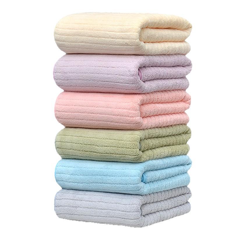 Ribbed Coral Fleece Towel - Soft, Absorbent, Lint-Free Bath/Face Towel for Couples
