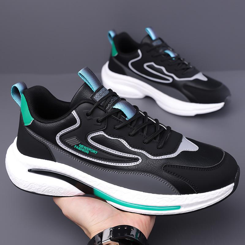 Men's Shoes 2025 Summer New Men's Youth Trend Leather Surface Waterproof Sports Leisure Running Ruffian Handsome Dad Trendy Shoes