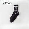 5 párů chlapeckých jarních letních trendových dopisních deodorizačních běžeckých sportovních studentských bavlněných ponožek