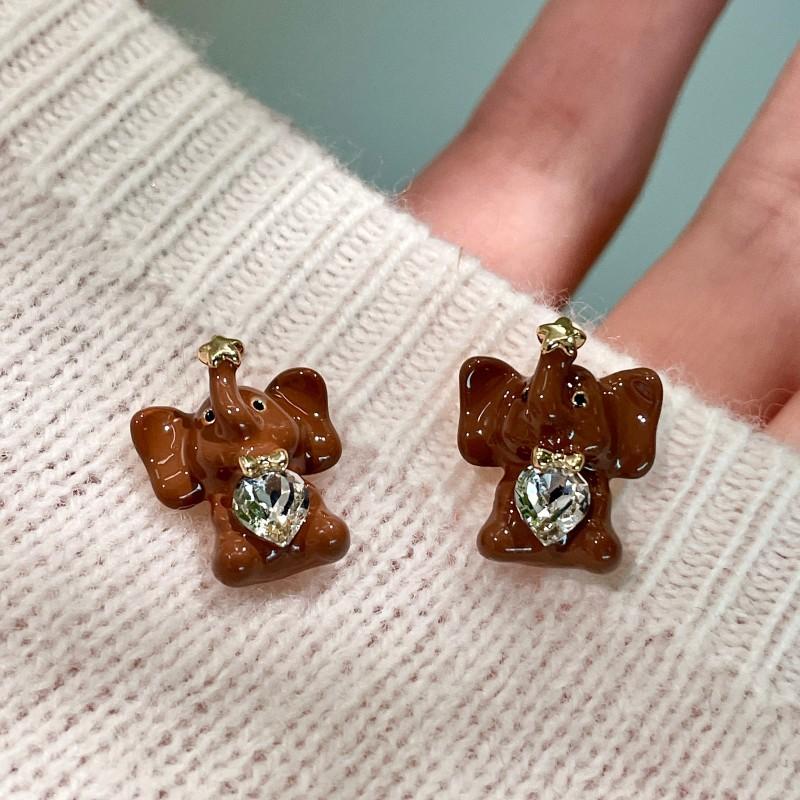 Natural tiger's eye stone series stud earrings for women Maillard exquisite retro earrings niche light luxury high-end temperament earrings