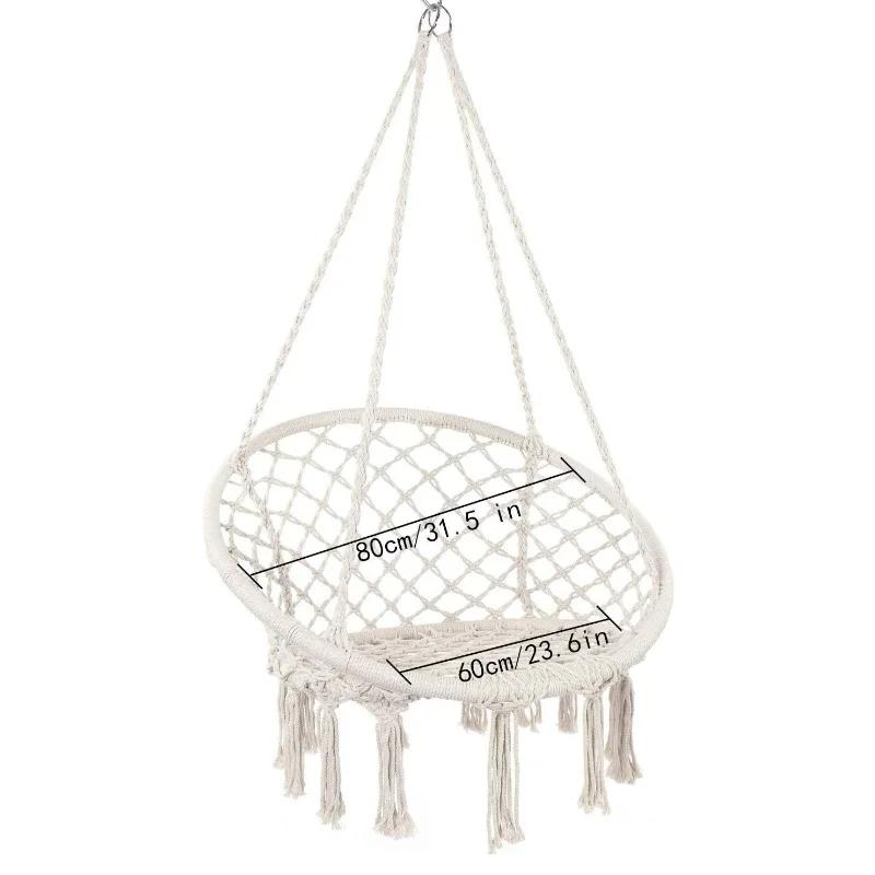 Leisure Swing Chair Nordic Style Cotton Rope Braided Home Bedroom Lazy Chair Outdoor Garden Chair Relaxing Chair Beach Chairs