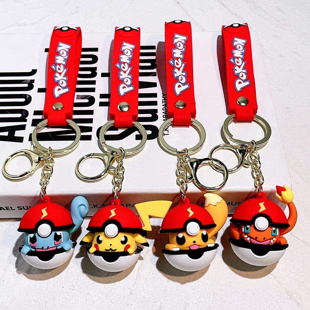 Charming 2024 Pikachu Pok Ball Keychain Adorable Silicone Key Accessory