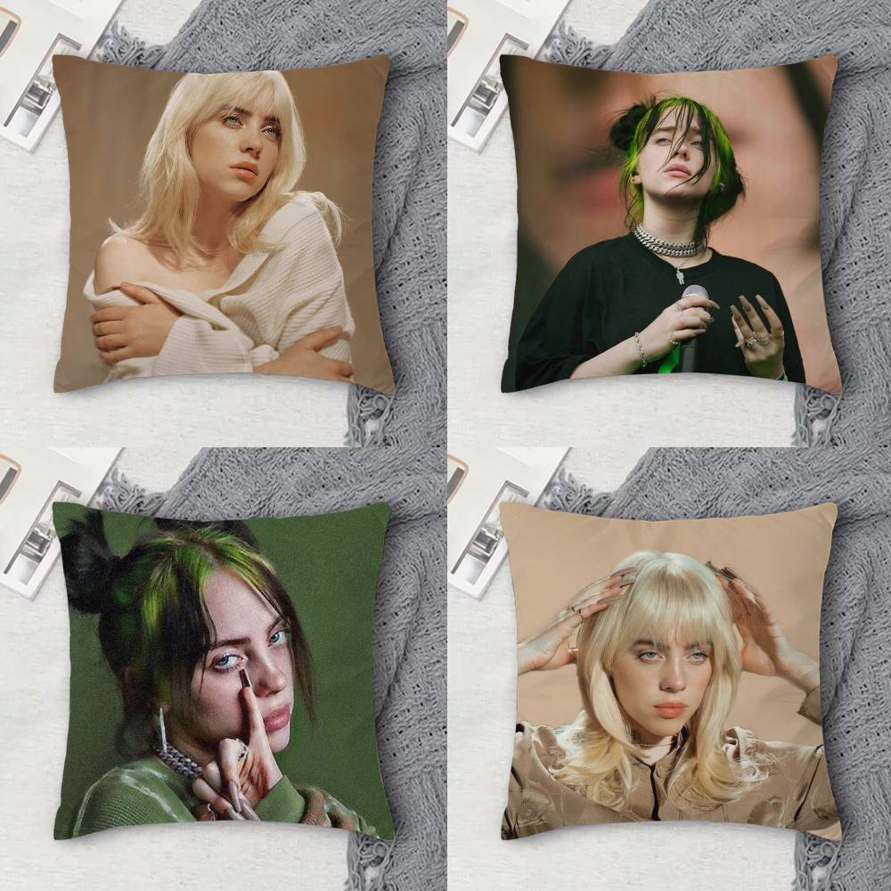 BBillie Eilish Doublesided Printed Square Decorative Cushion Cover for Sofa Living Room Home Decor