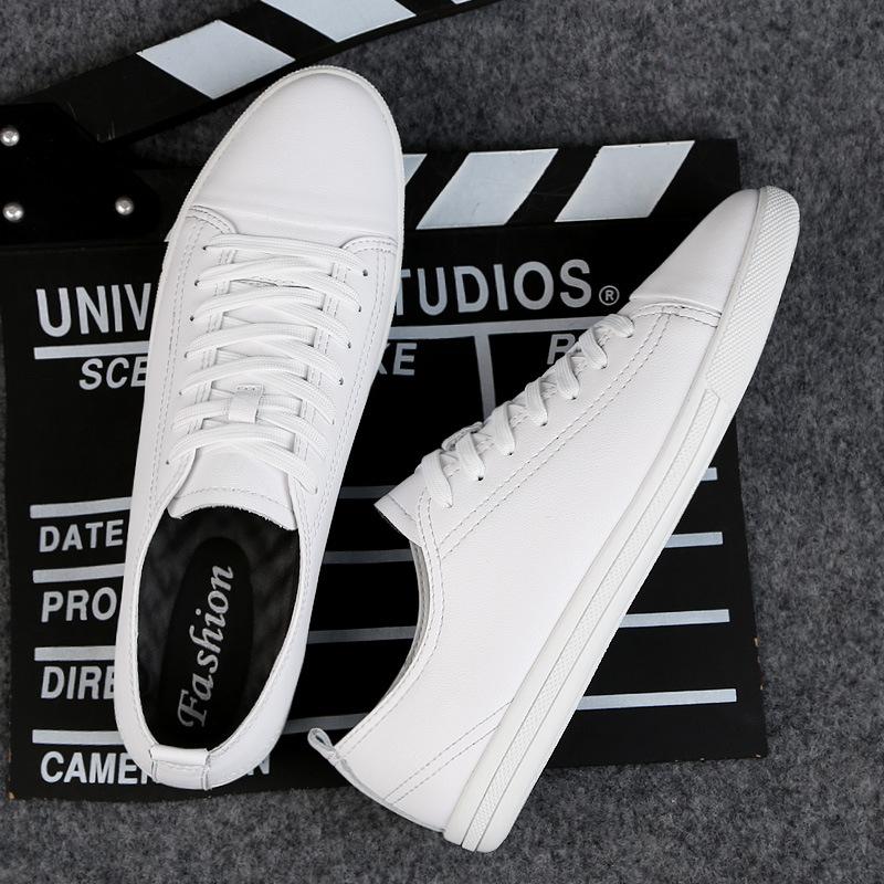 White Shoes Men  New Breathable White Shoes Men's Shoes Versatile Board Shoes Flat Leather Shoes