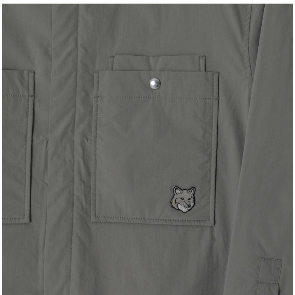 Maison Kitsune Nm02113wq4032 P131 Bold Fox Head Patch Padded Pocket Over Mens Shirt