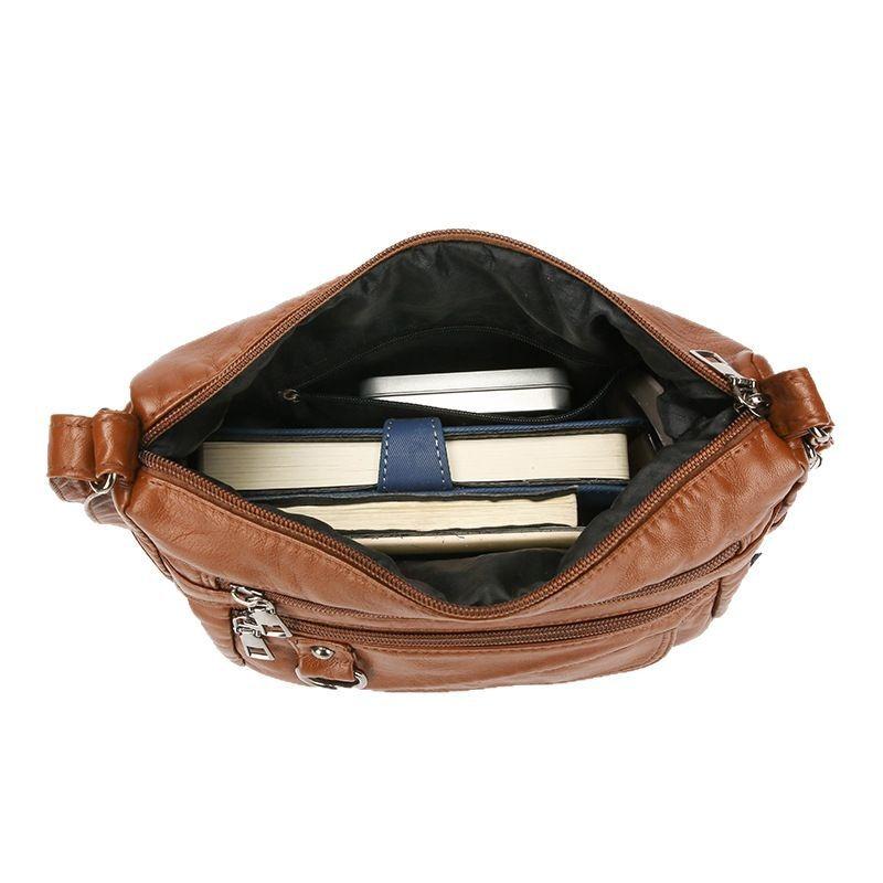 Large Capacity Single Shoulder Lightweight Soft Leather Crossbody Bag