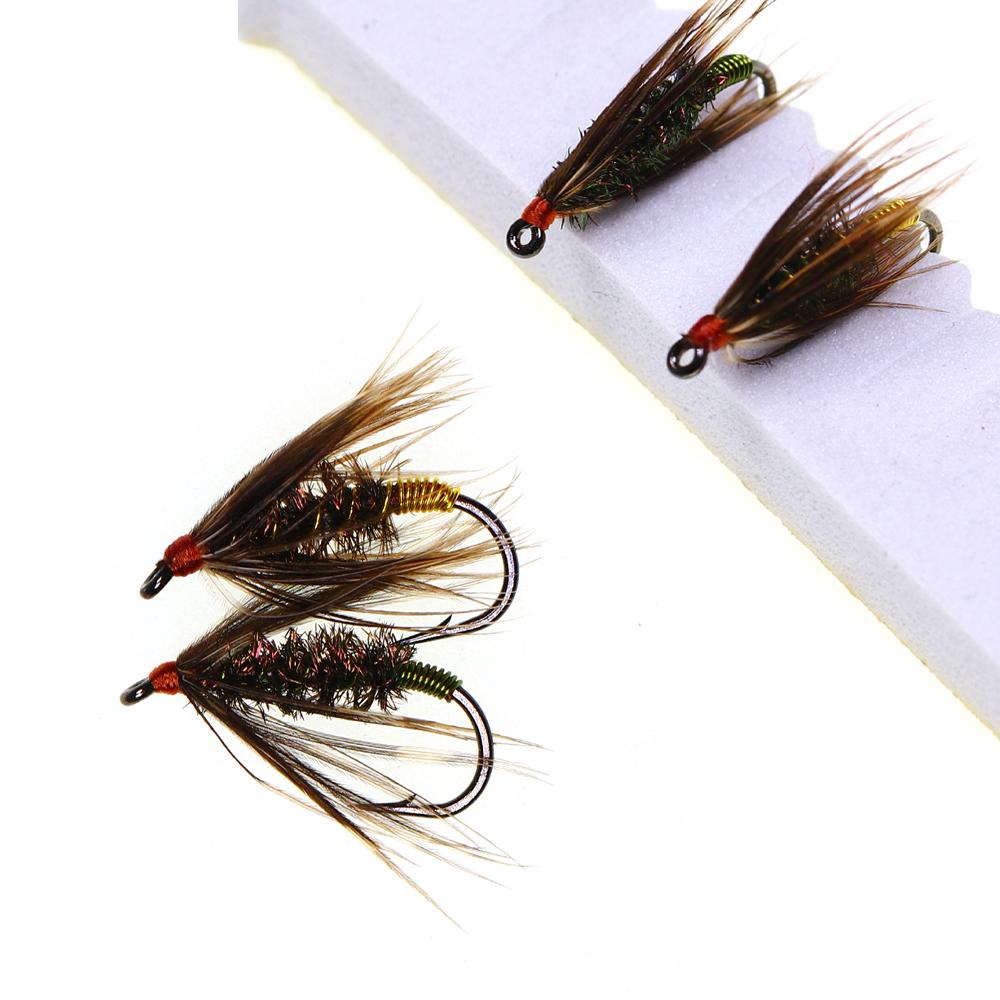 6PCS 12# Peacock Soft Hackle Copper Wire Wet Fly Nymph Rib Artificial Insect Baits Trout Bass Grayling Fishing Lures
