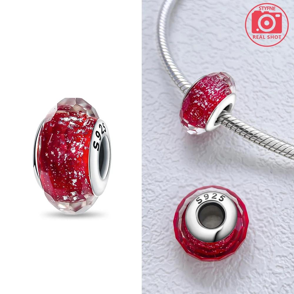 925 Silver Bracelet Women Diy Jewelry Gift Accessories Charms Beads Pink Murano Glass Blue Flower Butterfly Beads