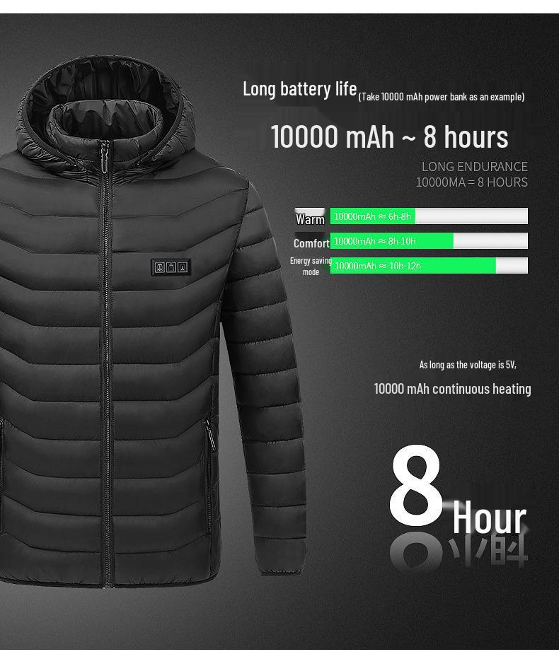 Men's Smart 11-Zone Heated Winter Jacket - Three-Control Warm Cotton Outerwear