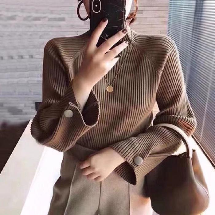Women's Slim Fit Knitted Sweater - Warm Long Sleeve Turtleneck Base Shirt