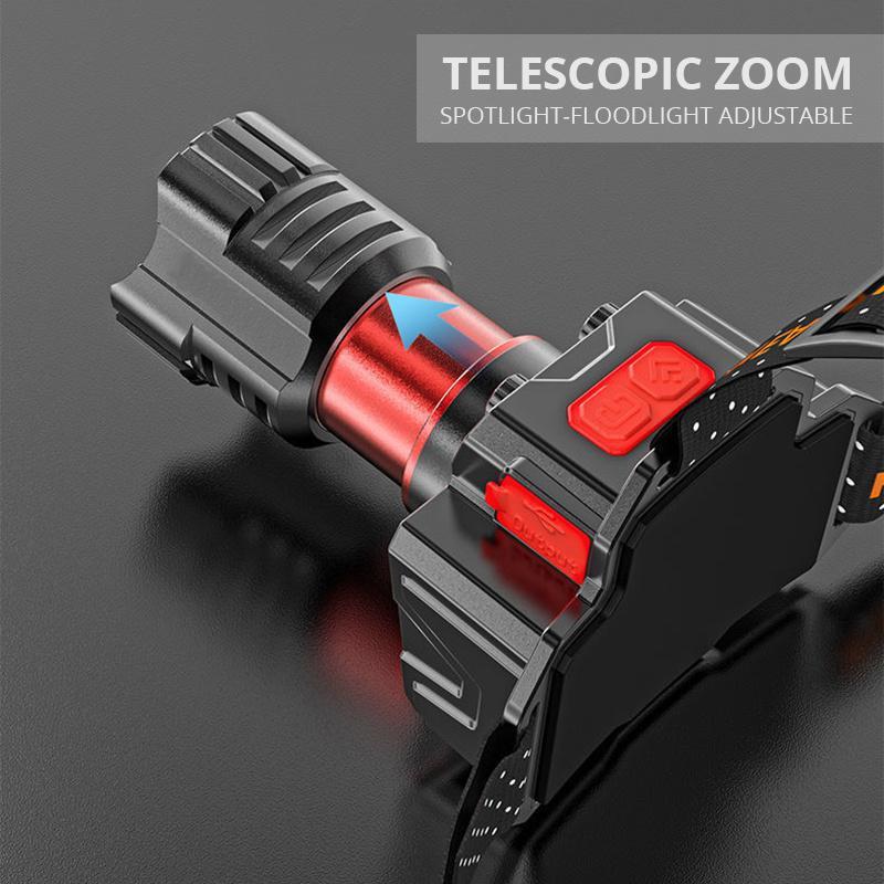 Super Bright XHP50 LED Headlamp Waterproof 5 Modes Flashlight USB Rechargeable Fishing Adventure Camping 18650 Headlight