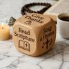 Christian Prayer Dice Handmade Wooden 6-Sided Decision Dice with Faith Engravings Religious Inspirational Dice