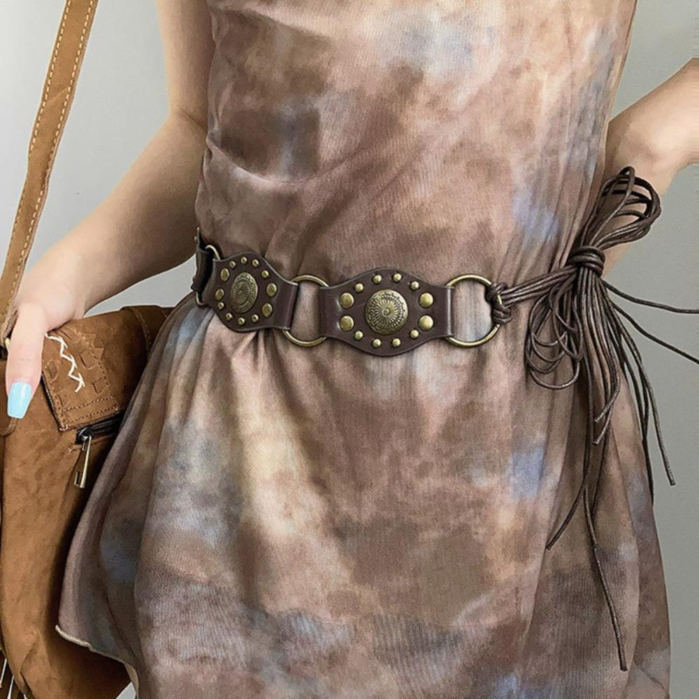 Gothic Steampunk Waist Belt Vintage Rivet Waistband Retro Waist Cinch Belt Female Jeans