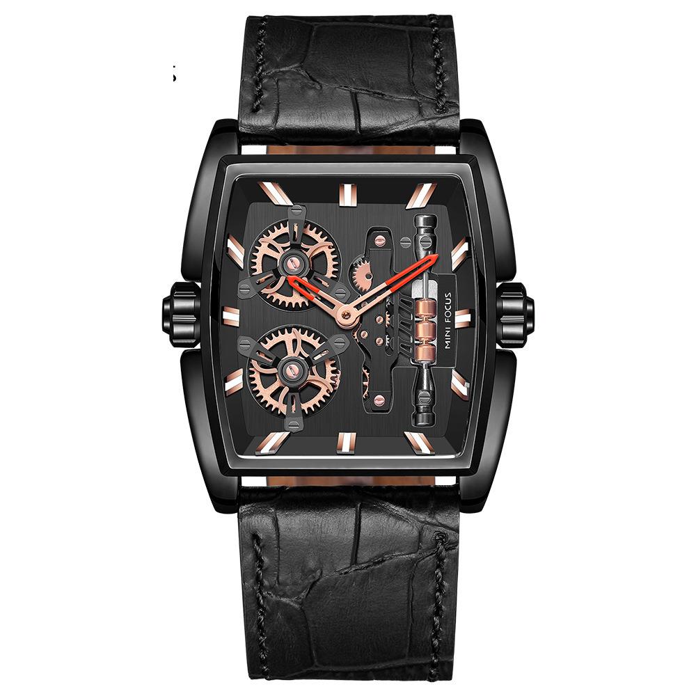 Watch Barrel Type Case Electromechanical Bicycle Men's Watch Genuine Leather Strap Men's Watch