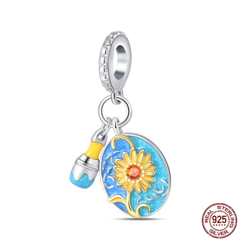 Copper Artist Brush Tools Color Palette Oil Painting Charms Beads Fit Qikaola Original Bracelets Diy Jewelry Gifts