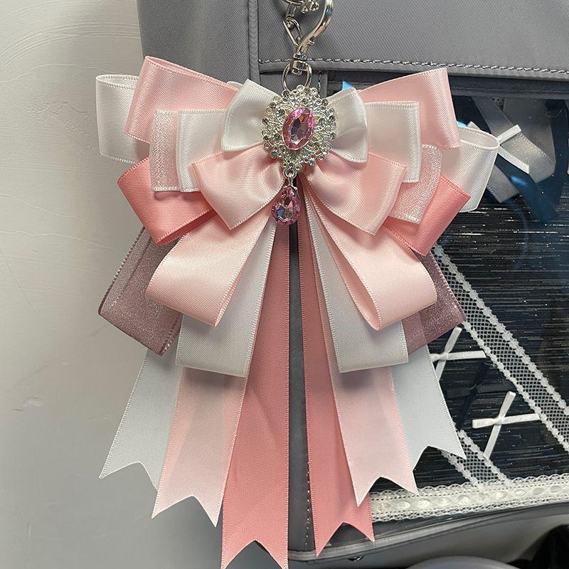 Anime DIY Itabag Double Layer Bow Ribbon Pendant Lolita Handbag Soft Durable Bag for School Travel Cosplay