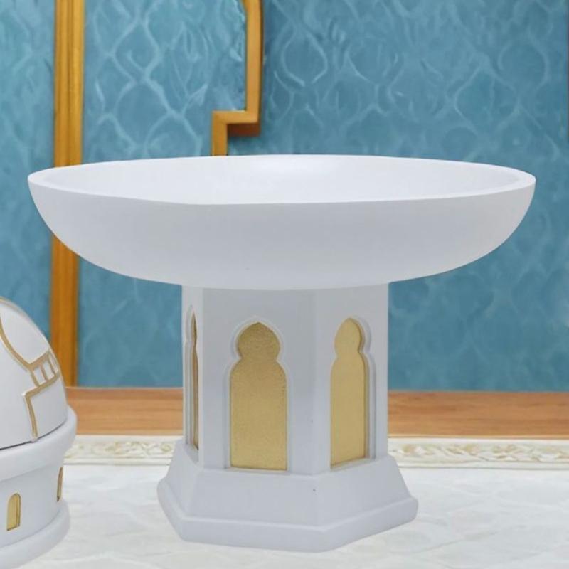 Gold and White Mosque Tower Model Desktop Ornament,Ramadans Eid Home Decors Decorative Ornament for Table Bookshelf
